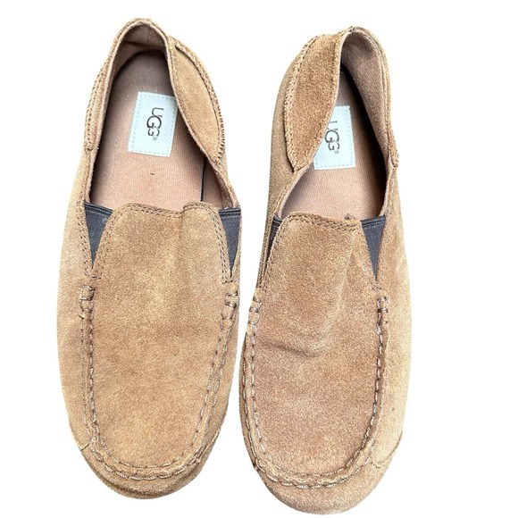 Ugg Mens Upshaw  Chestnut Brown Suede Slip On Loafers Oxfords 1094354 Size 10 - Picture 1 of 8